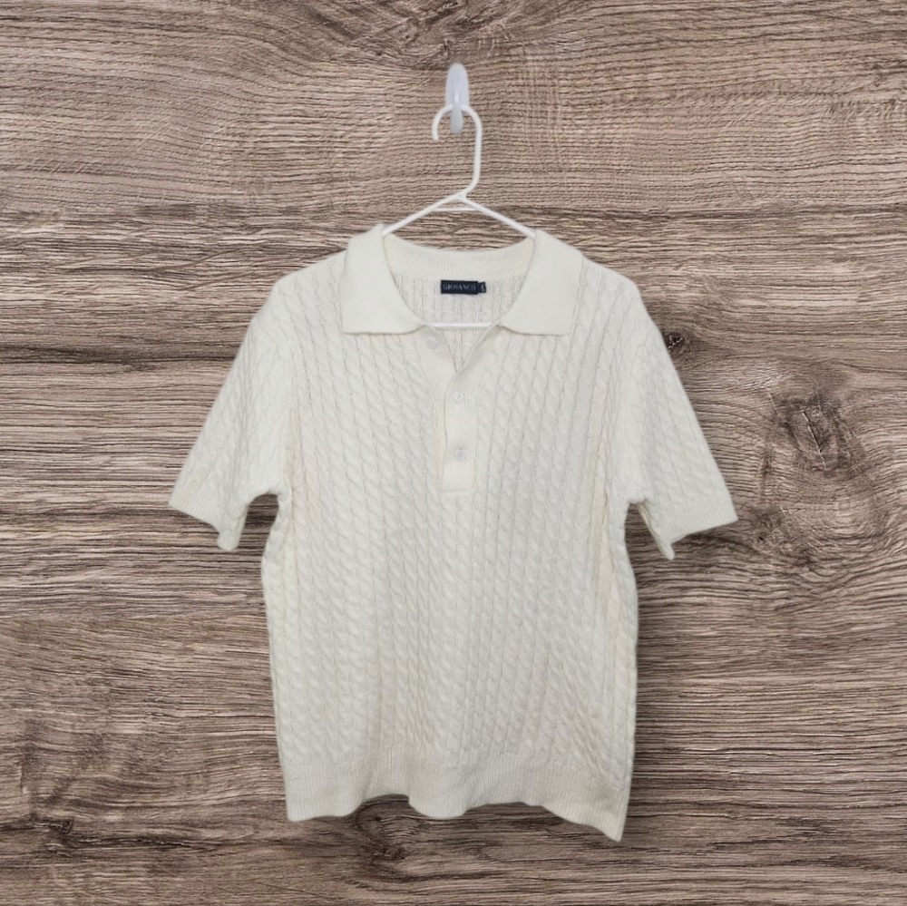 Men's Giovanco Cream Cableknit Sweater Sz 2XL